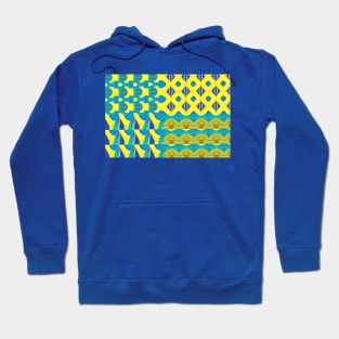 Yellow and Blue Abstract Pattern Hoodie